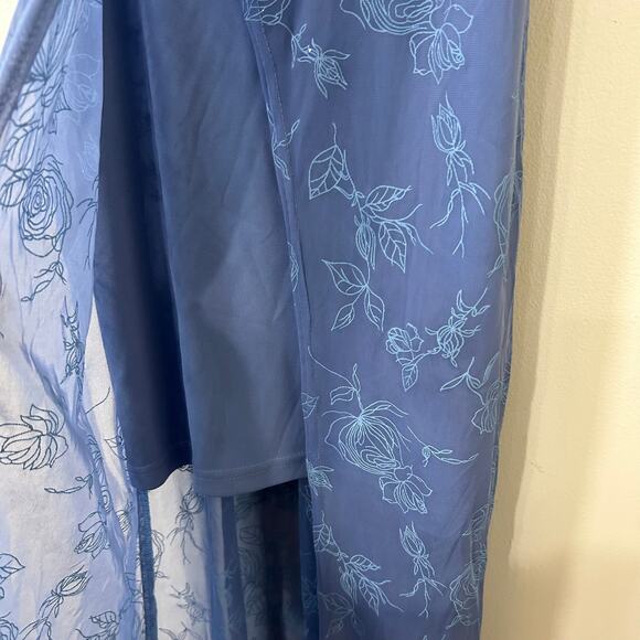 Next Up Womens Sz Small Blue Overlay Sparkle Floral Maxi Dress Y2K Prom Fairy - Picture 3 of 5